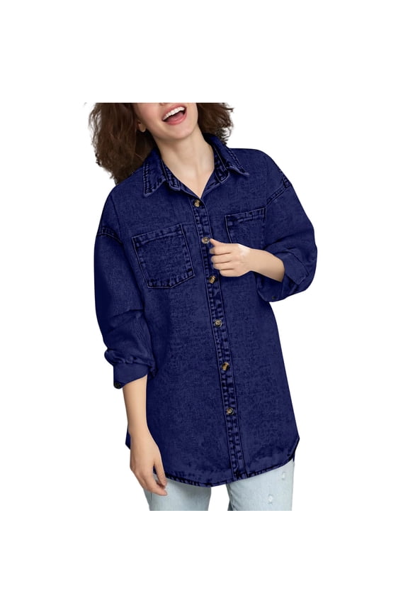 Women's Loose Casual Lazy Style Trendy And Fashionable Denim Shirt Jacket