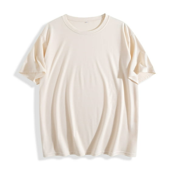 ‌Drses ‌Women's Oversized Solid Color Crew Neck T-Shirts Loose Fit Summer Basic Tees for Casual & Workout Streetwear