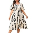 thumbnail image 1 of Drses‌‌ ‌‌‌‌‌‌‌‌‌‌‌‌‌‌‌‌‌‌‌‌‌‌‌‌‌‌‌‌‌‌‌‌‌‌‌‌‌‌‌‌‌‌‌‌‌‌‌‌‌‌‌‌‌‌‌‌‌‌‌‌‌‌‌‌‌‌‌‌‌‌‌‌‌‌‌‌Women's Plus Size Floral Midi Dress - V Neck Puff Short Sleeve Elastic Waist Flowy Beach Dress‌, 1 of 1