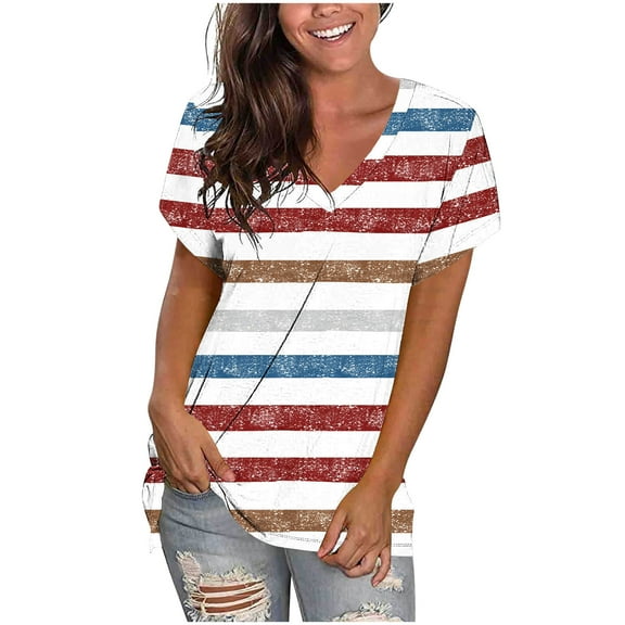 Drses‌‌ ‌‌‌‌‌‌‌‌‌‌‌‌‌‌‌‌‌‌‌Women's Plus Size Floral V-Neck T-Shirt - Hawaiian Tropical Print Short Sleeve Casual Top for Athletic & Fashion Wear