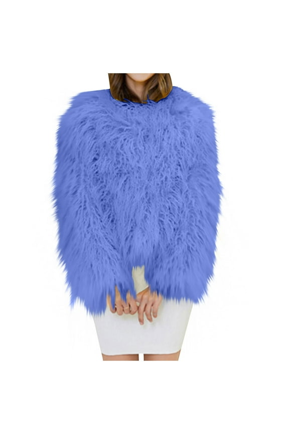 Women's Shaggy Faux Fur Outwear Coat Jacket Long Sleeve Warm Winter