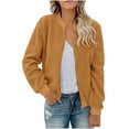 thumbnail image 1 of Drses Women's Sherpa Fleece Jacket Faux Fuzzy Long Sleeve Casual Zip Up Bomber Coat, 1 of 6