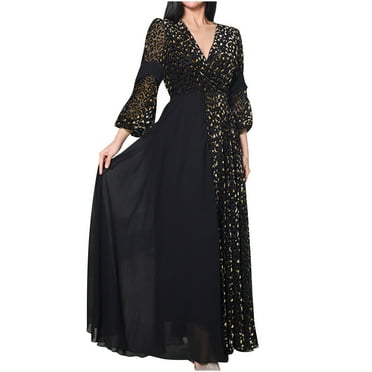 Drses Women's Solid Color Minimalist Party Dress Long Sleeved V-neck Dress