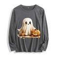 thumbnail image 1 of Drses‌‌ ‌‌‌Women's Spooky Crewneck T-Shirt - Cute Ghost Printed Top Halloween Gift Idea Crewneck Long Sleeve Casual Pullover‌ Shirt‌, 1 of 7