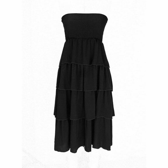 Drses‌‌ ‌‌‌‌‌‌‌‌‌‌‌‌‌‌‌‌‌‌‌‌‌‌‌‌‌‌‌‌‌‌‌‌‌‌‌‌‌‌‌‌‌‌‌‌‌‌‌‌‌‌‌‌‌‌‌‌‌‌‌‌‌‌‌‌‌‌‌‌‌‌‌‌‌‌‌‌‌ ‌Women's Strapless Boho Maxi Dress - Solid Color Tube Top Layered Beach Sundress with Ruffle Detail‌