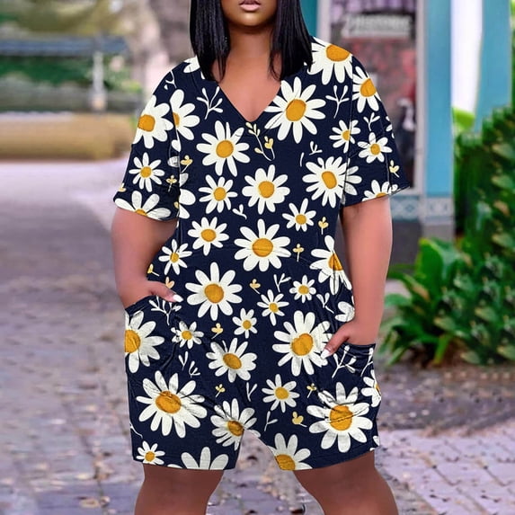 Drses Women's Summer Casual Rompers Short Sleeve Oversized Workout Athletic Tee Romper Loose Onesie Shorts