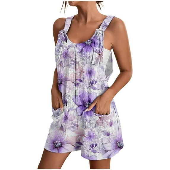 Drses Women's Summer Casual Sleeveless Rompers Loose Spaghetti Strap Denim Shorts Overalls Jumpsuit with Pockets