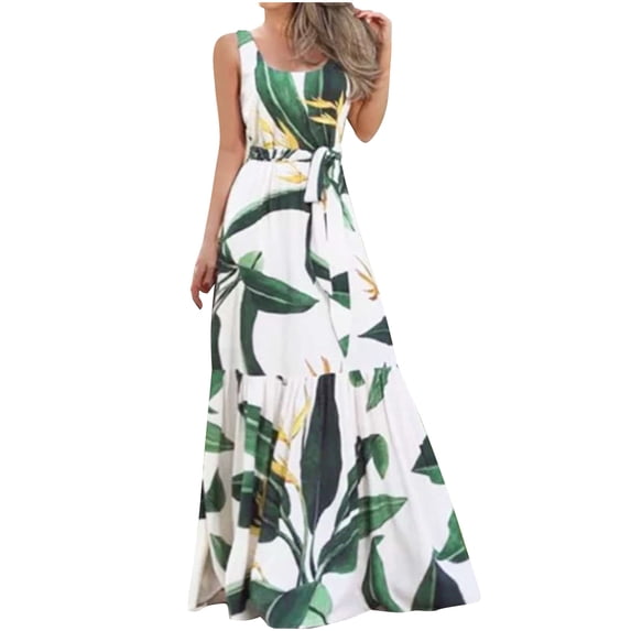 Drses Women's Summer Dress Sleeveless Print Loose Maxi Dress Casual Long Dress