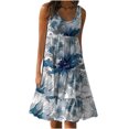 thumbnail image 1 of Drses Women's Summer Dresses Sleeveless Beach Dresses Loose Plain Printing Plus Size Swing Sundress, 1 of 5