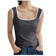 thumbnail image 1 of Drses Women's Summer Slim Fit Comfortable Square Neck Ribbed Solid Color Tank Top Sleeveless Short Top, 1 of 7