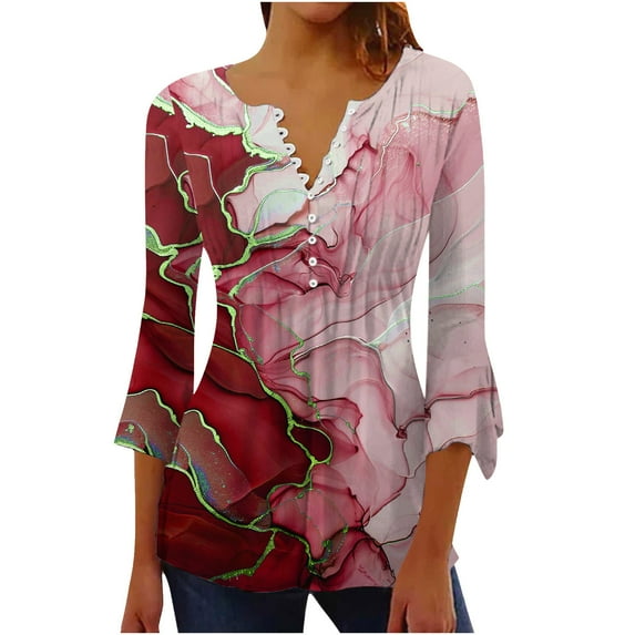 Drses Women's Summer Tops Floral Button Down Tunic Shirts Long Sleeve Tops Blouse Dressy Casual Womens Tops