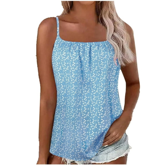 Drses Women's Tank Tops Fashion Women's Casual Sleeveless Print Round Neck Top Camisole Blouse Womens Summer Tops