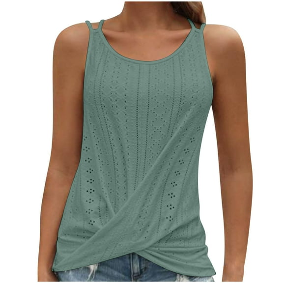 Drses Women's Tank Tops Fashion Women's Casual Sleeveless Solid Round Neck Irregularity Tops Blouse Tank Top Womens Summer Tops