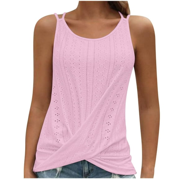 Drses Women's Tank Tops Fashion Women's Casual Sleeveless Solid Round Neck Irregularity Tops Blouse Tank Top Womens Summer Tops
