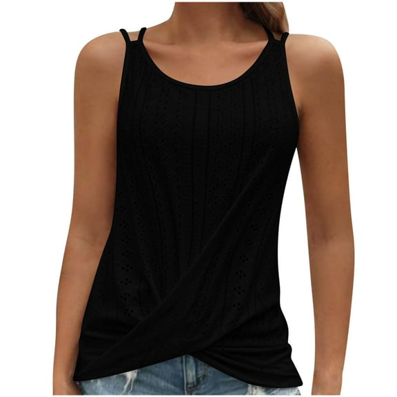 Drses Women's Tank Tops Fashion Women's Casual Sleeveless Solid Round Neck Irregularity Tops Blouse Tank Top Womens Summer Tops