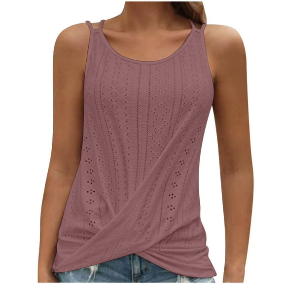 Drses Women's Tank Tops Fashion Women's Casual Sleeveless Solid Round Neck Irregularity Tops Blouse Tank Top Womens Summer Tops