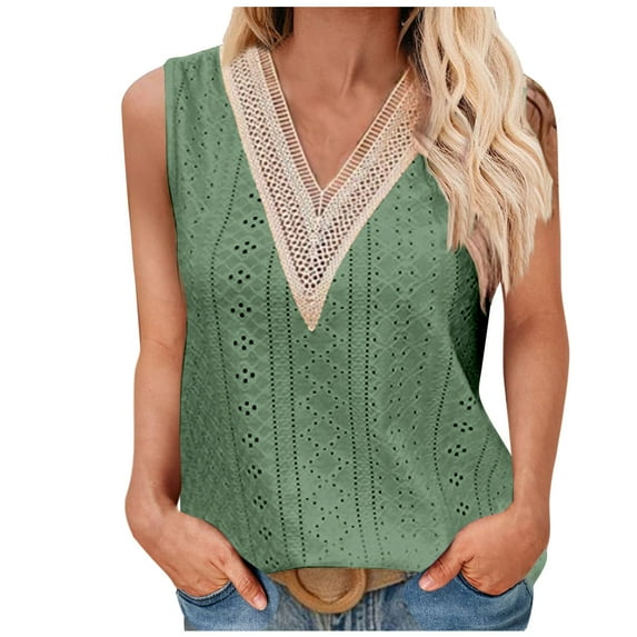 Drses Women's Tank Tops Fashion Women's Casual Sleeveless Solid V-Neck Top Blouse Tank Top Womens Summer Tops