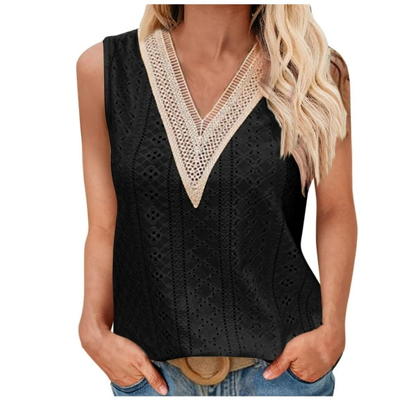 Drses Women's Tank Tops Fashion Women's Casual Sleeveless Solid V-Neck Top Blouse Tank Top Womens Summer Tops