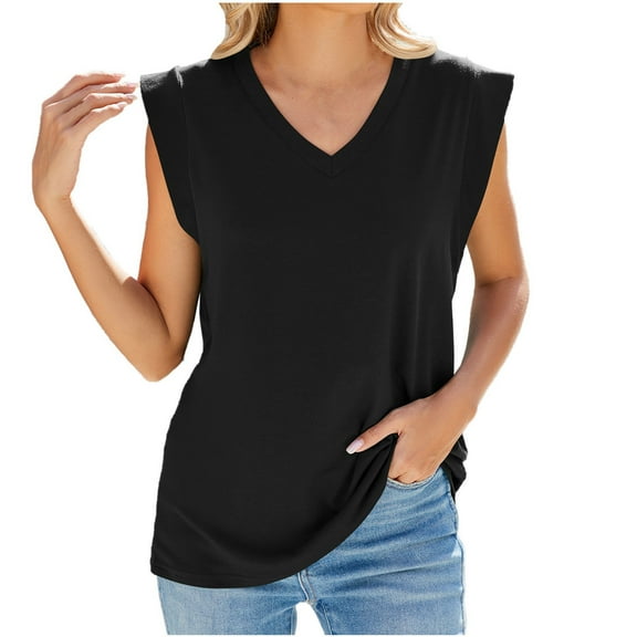 Drses Women's Tank Tops Women's Fashion Casual Solid Color Sleeveless V-Neck Tank Top Womens Summer Tops
