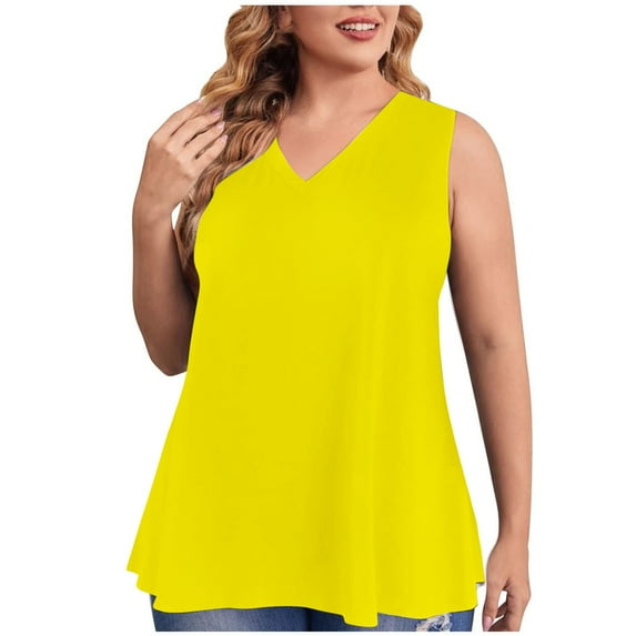 Drses Women's Tank Tops Women's Fashion Plus Size V-Neck Loose Sleeveless T-shirt Pullover Tops Womens Summer Tops