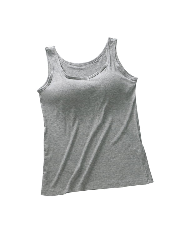 Women's Tank Tops Women's Solid V-neck Threaded Chest Padded Thin Without Steel Ring Integrated Chest Padded V-neck Womens Summer Tops