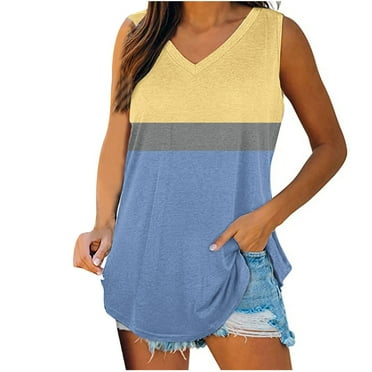 Drses Women's Tank Tops Womens Tank Tops V-Neck Basic Casual Flowy Summer Sleeveless T-Shirt Womens Summer Tops