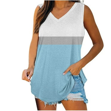 Drses Women's Tank Tops Womens Tank Tops V-Neck Basic Casual Flowy Summer Sleeveless T-Shirt Womens Summer Tops