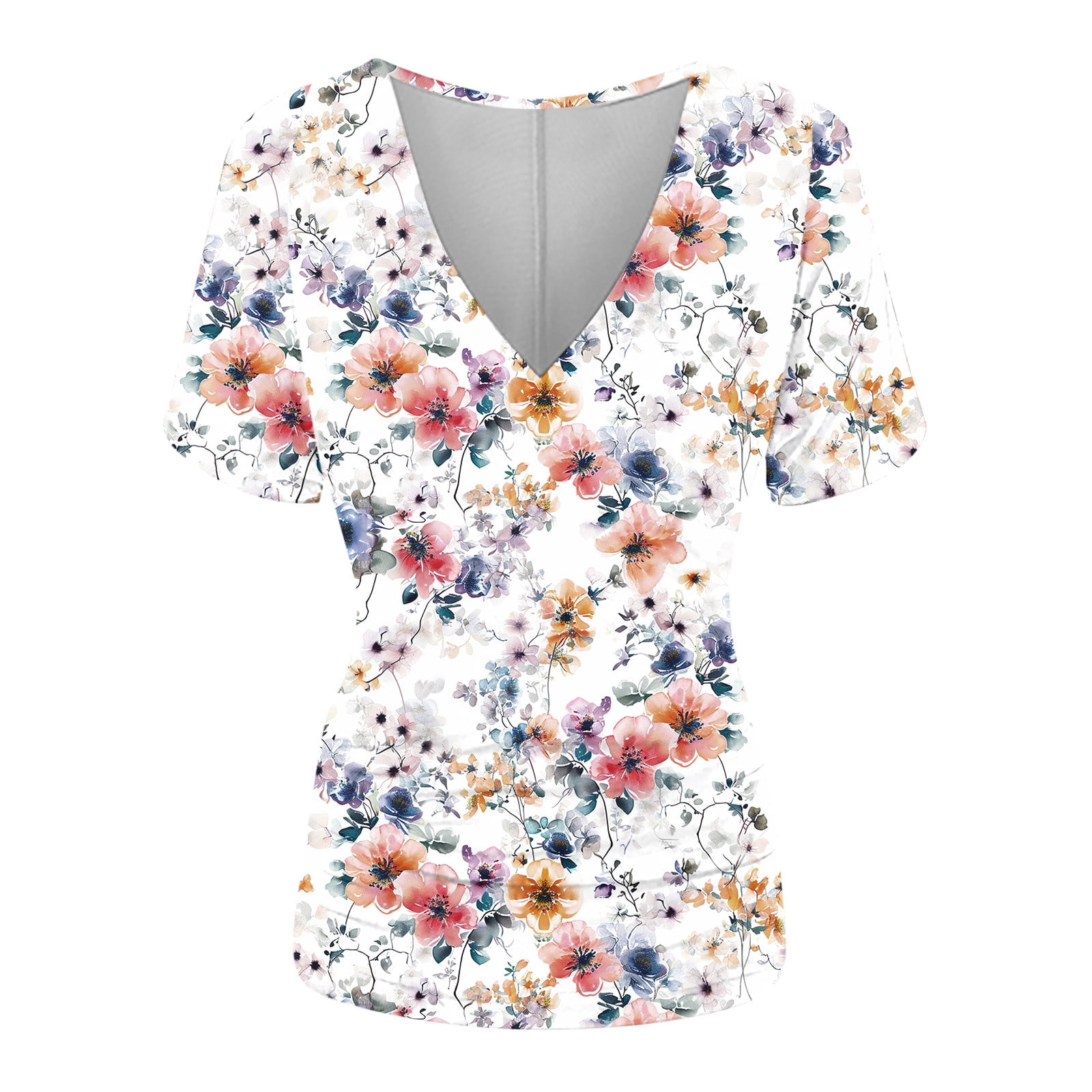 Drses Women's Top Deep V Neck Slim Fitted T-Shirt Front Surplice Wrap ...