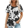 thumbnail image 1 of Drses Women's Tops 2024 Summer Tunic Short Petal Sleeve Casual Shirts Pleated Blouses for Leggings, 1 of 5