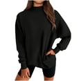 thumbnail image 1 of Drses Women's Turtleneck Basic Fit Mock Sweatshirt Long Sleeves Lightweight Tunic Loose Pullover Ribbed Knit Tops, 1 of 7