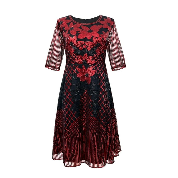 Drses‌‌ ‌‌‌‌‌‌‌‌‌‌‌‌‌‌‌‌‌‌‌‌‌‌‌‌‌‌‌‌‌‌‌‌Women's Vintage Art Deco Sequin Dress - Gatsby Flapper Ball Gown Short Sleeve Round-Neck for Evening Party