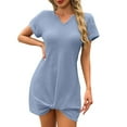 thumbnail image 1 of Drses‌‌ ‌‌‌‌‌‌‌‌‌‌‌‌‌‌‌‌Women's Waffle Knit Twist Cover Up Dress - Short Sleeve V Neck Swimsuit Beach Mini Dress, 1 of 7