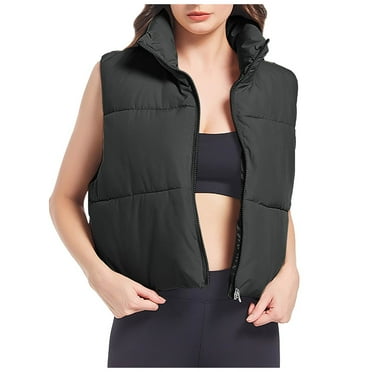 Drses Women's Winter Cropped Puffer Vest Lightweight Sleeveless Cute Outerwear Puffer Vest
