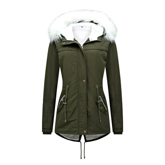 Drses Women's Winter Solid Color Thickened Collar Coat Jacket Warm Coat