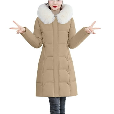 Drses Women's Winter Thicken Down Alternative Long Puffer Coat with Faux Fur Hood