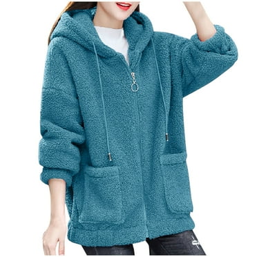 Drses Women's Winter Thickened Lamb Hooded Coat Loose Mid-Long Hooded Coat Warm Basic Jackets
