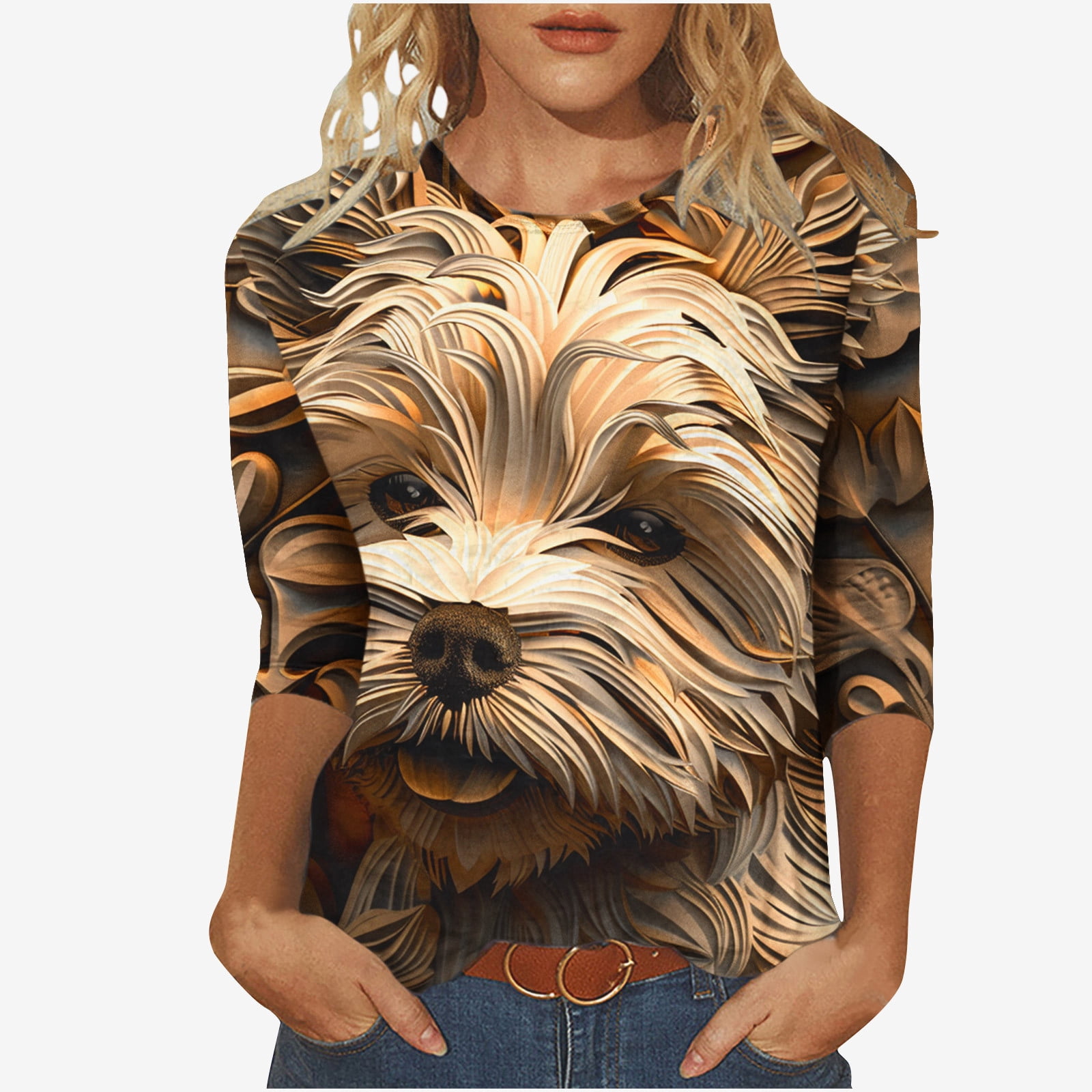 Artistic Print 3/4 Sleeve Top main image 0