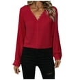 thumbnail image 1 of Drses Womens Blouse Lantern Long Sleeve Dressy Casual Tops V Neck Button Down Shirts Blouses, 1 of 6