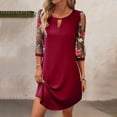 thumbnail image 1 of Drses Womens Boho Summer Dresses Midi Dress With 3/4 Sleeve Floral Embroidery Casual Knee-Length A-Line Dresses Athletic Dress For Women, 1 of 9