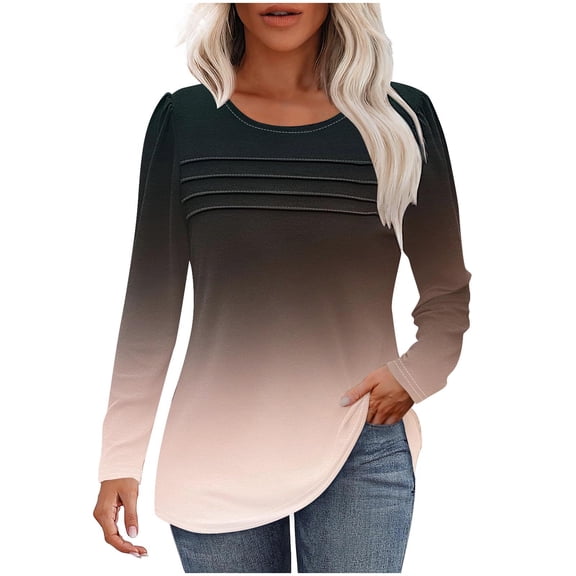 Drses Womens Casual Crewneck Sweatshirt Long Sleeve Solid Color Shirt Soft Lightweight Loose Top