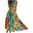 thumbnail image 1 of Drses Womens Dresses Floral Print Wrap V Neck Sundresses Flowy Ruched Sleeveless Boho Dress Spring Beach Dresses, 1 of 5