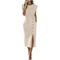 thumbnail image 1 of Drses Womens Dresses Solid-Color Round-Neck Bow Color-Matching Party And Banquet Dress Dresses For Women, 1 of 6