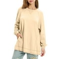 thumbnail image 1 of Drses Womens Oversized Long Sleeve Shirts Crewneck Casual Lightweight Pullover Tunic Tops With Pockets Fall Outfits, 1 of 1
