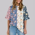 thumbnail image 1 of Drses Womens Short Sleeve Tops Floral Print Vintage Fashion Casual Loose with Round Neck Plus Size Shirts, 1 of 7