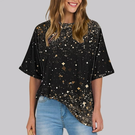 Drses Womens Short Sleeve Tops Floral Print Vintage Fashion Casual Loose with Round Neck Plus Size Shirts