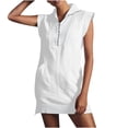 thumbnail image 1 of Drses Womens Solid Half Zip Sweatshirt Pocket Patchwork Summer Sleeveless Flip Collar Pullover Mini Dress Womens Summer Dresses, 1 of 8