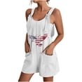 thumbnail image 1 of Drses Womens Summer Casual Suspender Printing Sleeveless Romper Loose Spaghetti Strap Shorts Overalls Jumpsuit with Pockets, 1 of 4