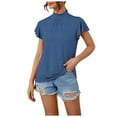 thumbnail image 1 of Drses Womens Summer Tops Fashion Women's Casual Comfortable Solid Flounce Short Sleeve Blouse T-Shirt Top Tops for Women Trendy, 1 of 4