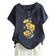 thumbnail image 1 of Drses Womens Summer Tops Fashion Women's Casual Print Blouses Button Shirts Short Sleeve Round Neck Tops Tops for Women Trendy, 1 of 4