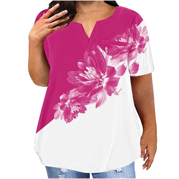 Drses Womens Summer Tops Plus Size Tops For Women V-Neck Blouse Casual Loose Summer Short Sleeve Blouse Tops for Women Trendy